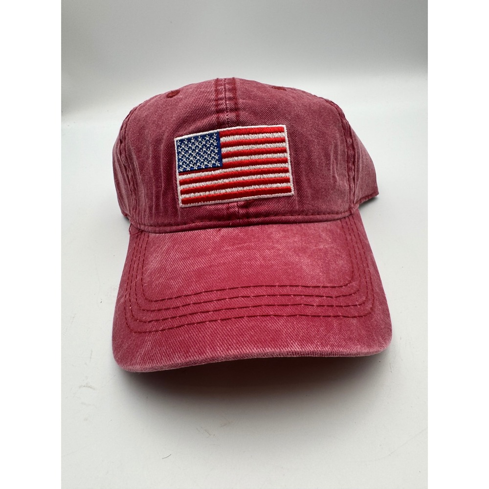 Strategic Retail Partners Americana Flag Solid Cap Washed Red Baseball Hat NEW